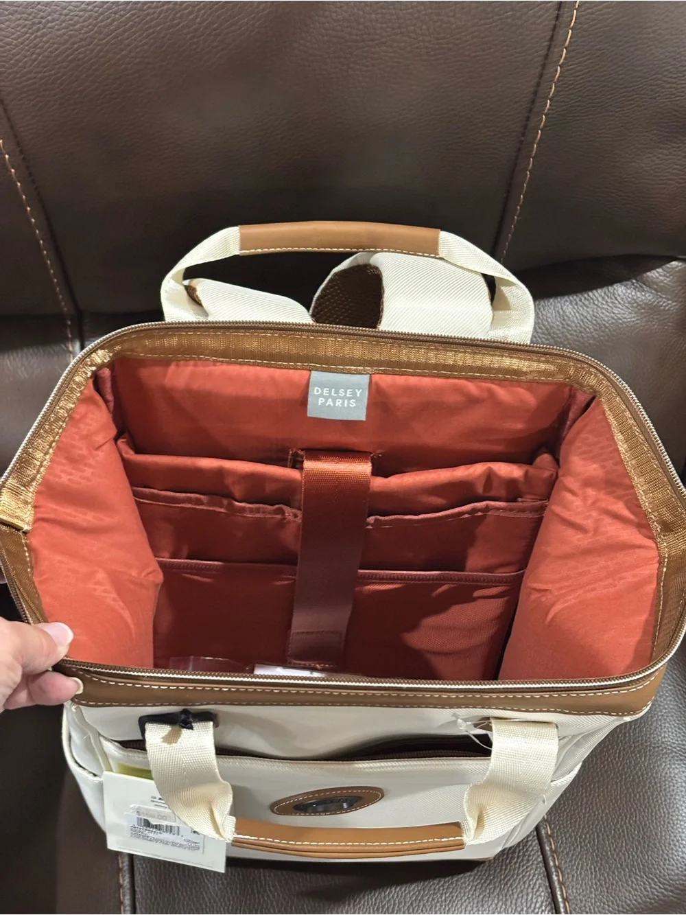DELSEY Paris Men's Cream & Tan Travel Backpack